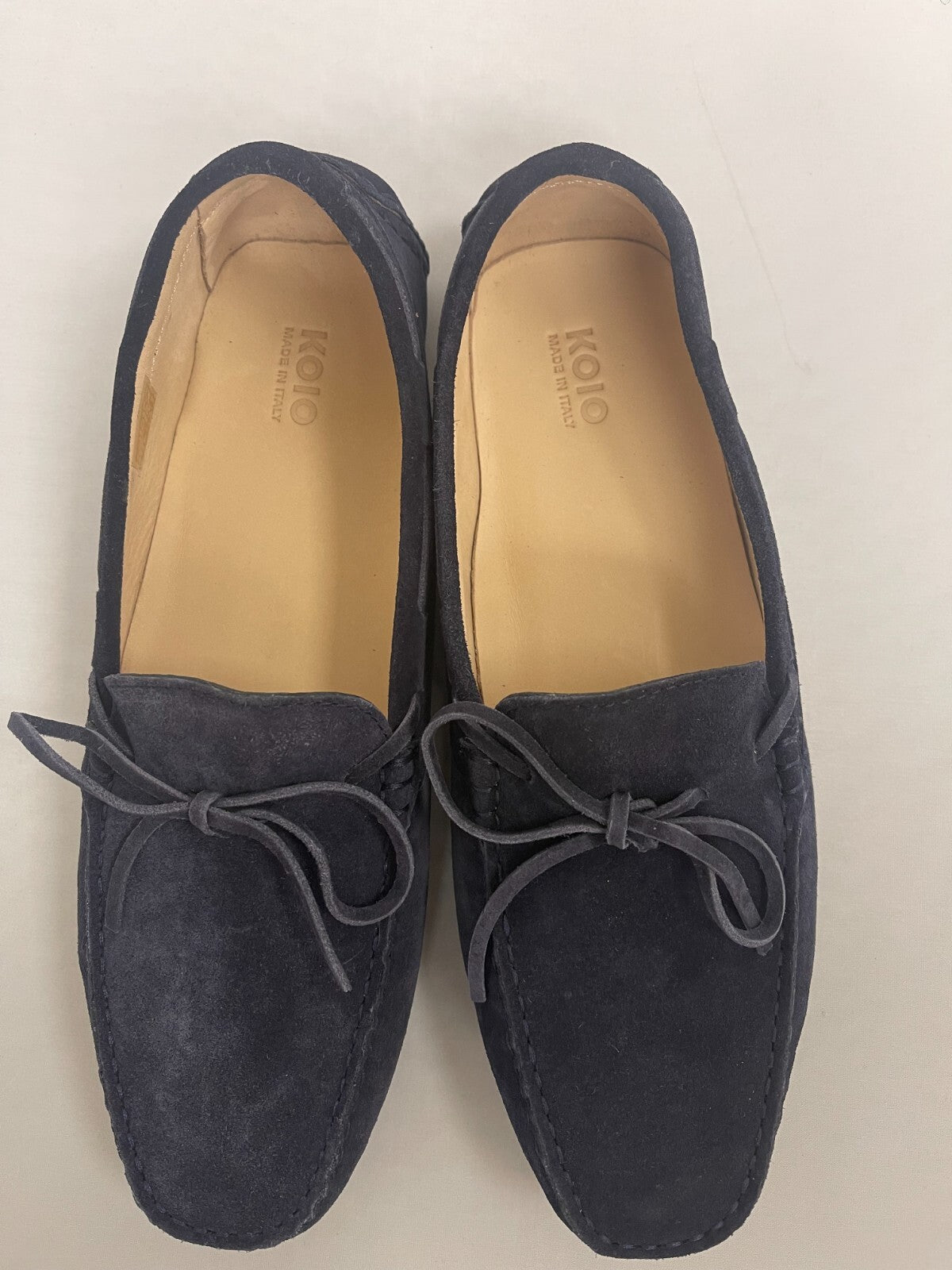 Koio Maranello Bow Bleu Suede Shoes loafers Mens Size :M 10 Euro: 42,NAVY