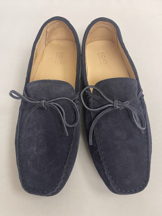 Koio Maranello Bow Bleu Suede Shoes loafers Mens Size :M 10 Euro: 42,NAVY